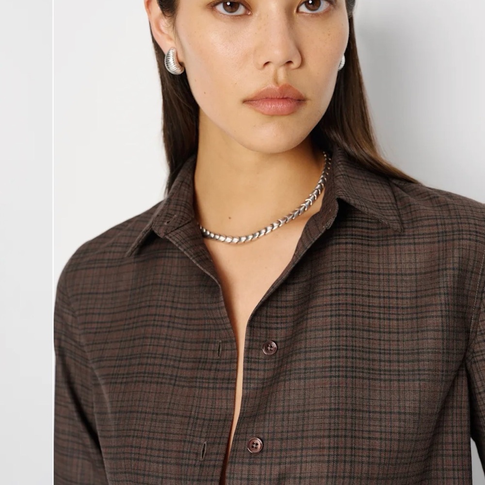 Reformation Alfie Relaxed Shirt Brown - Size XL